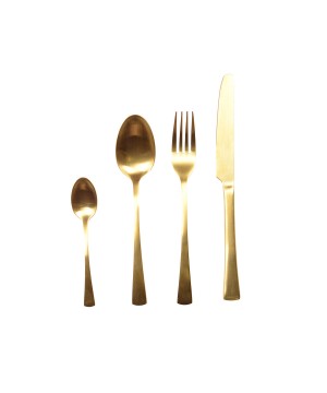 24 PIECES CUTLERY SET MAT GOLD COLOR, SERVICE FOR 6