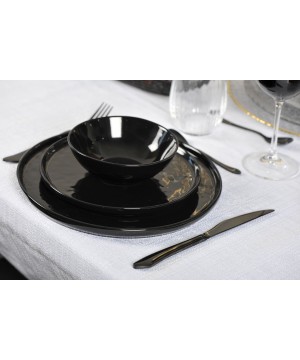 24-PIECE GLOSSY-BLACK MENAGERE 