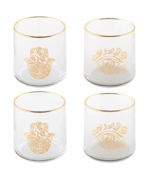 FATMA HAND WATER GLASSES AND GOLDEN EYE - SET OF 4