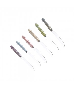 SILVER DESSERT KNIVES WITH MULTI-COLORED HANDLES - SET OF 6