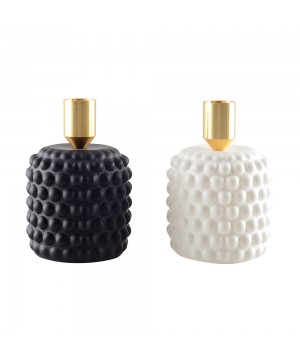 BLACK AND WHITE BUBBLE CANDLE HOLDERS - SET OF 2