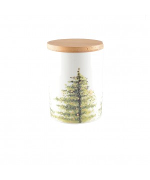 TREE POT WITH WOODEN LID 10X10X13.8CM
