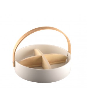 APERTIVE PORCELAIN AND BAMBOO BASKET