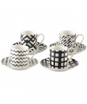SET OF 4 BLACK & WHITE COFEE CUP