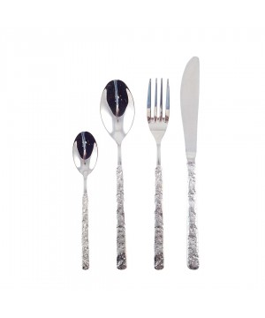 24 PIECE SILVER PLATED HOUSEHOLD SET WITH HAMMERED FINISH