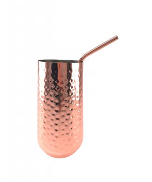 GLASS WITH STRAW COPPER PLATED