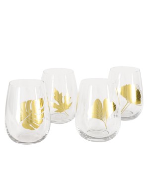 S/4 TUMBLER GLASS WITH GOLD LEAF