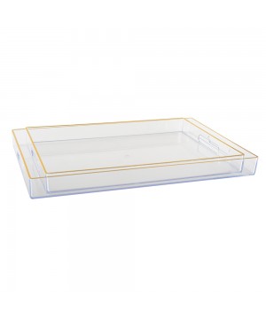 RECTANGULAR TRAY WITH GOLDEN THREAD - SET OF 2