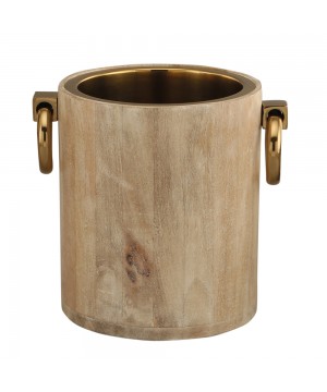 WHITE  WOODEN WINE COOLER METAL GOLD 20X25X24CM