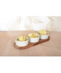 SET APERITIF DE 3 COUPELLES SUR PLATEAU EN BOIS 29X10CM