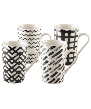 MUGS 450ML NOIR & BLANC - LOT DE 4