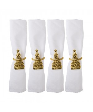 SET 4 GOLD TREE NAPKIN RINGS