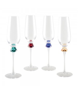 FLUTES WITH DIAMOND FOOT 4 COLORS - SET OF 4