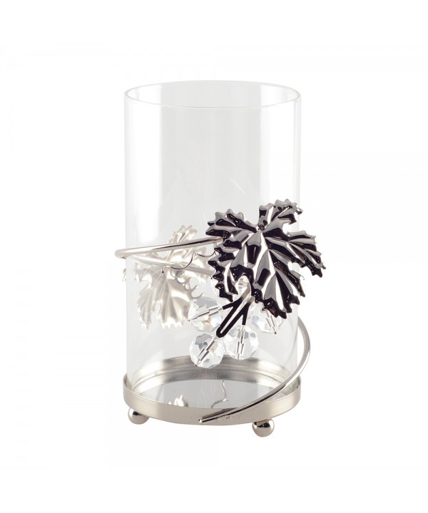 SILVER VINE LEAF CANDLEHOLDER 10X10X15CM