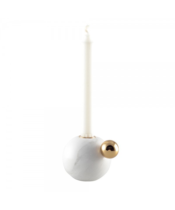 ROUND GOLDEN CANDLESTICK WITH MARBLE BASE 11X8.5X7.5CM