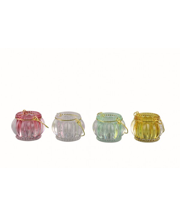 MINI GLASS CANDLE HODLER WITH GOLD METAL HANDLE