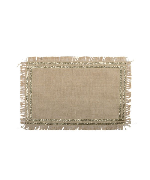 RECTANGULAR JUTE PLACEMAT NATURAL WITH GOLD TRIM