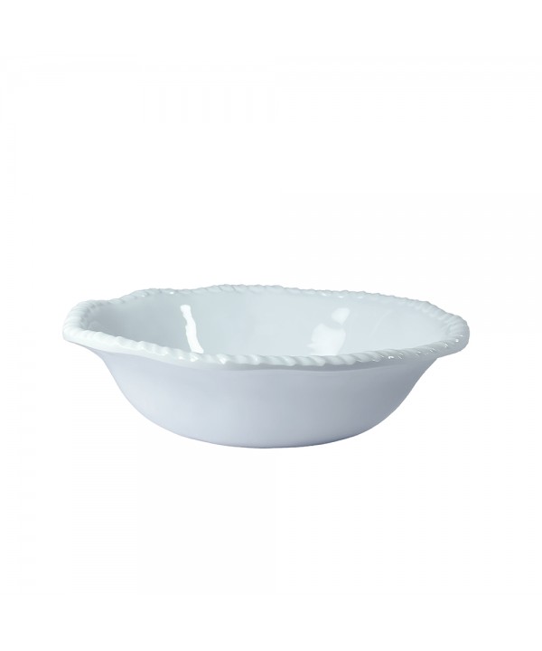 ASSIETTE CREUSE EN MELAMINE BLANCHE BORD CORDE 20x20x5.5CM 