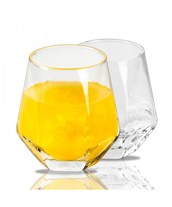 SET OF 2 FACETED WHISKEY GLASSES