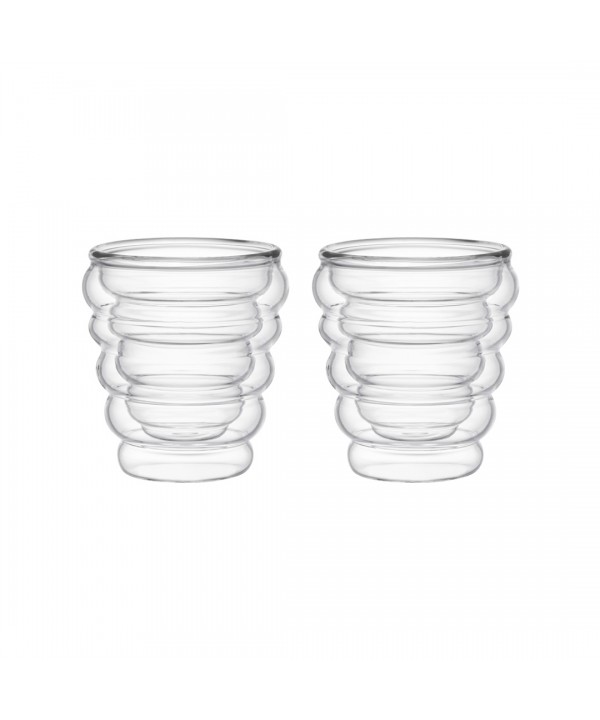 DOUBLE-WALLED COFFEE CUPS WAVE 250ML - SET OF 2