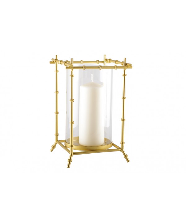 CANDLE HOLDER GOLD METAL BAMBOO DESIGN 15X15X24 CM 