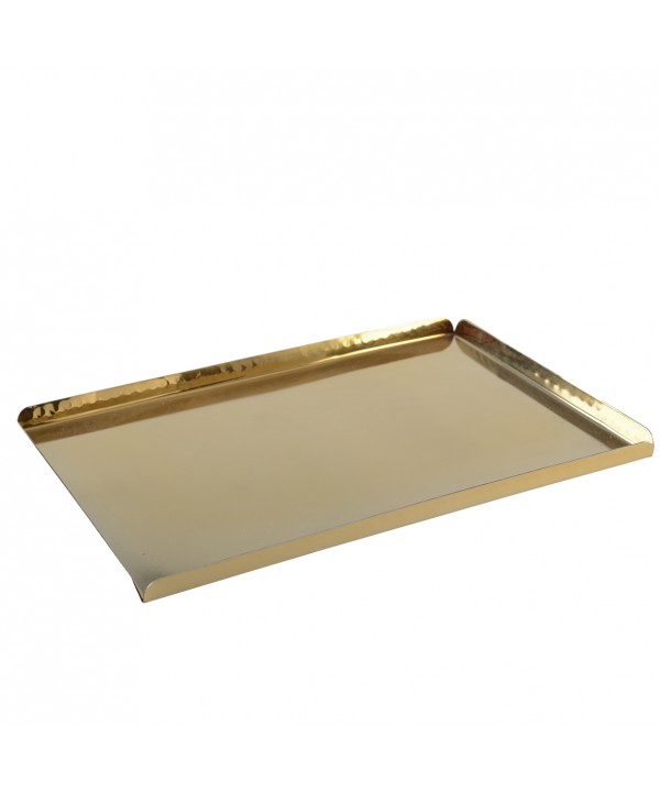 RECTANGULAR TRAY HAMMERED GOLD 30.5X21X1.25CM