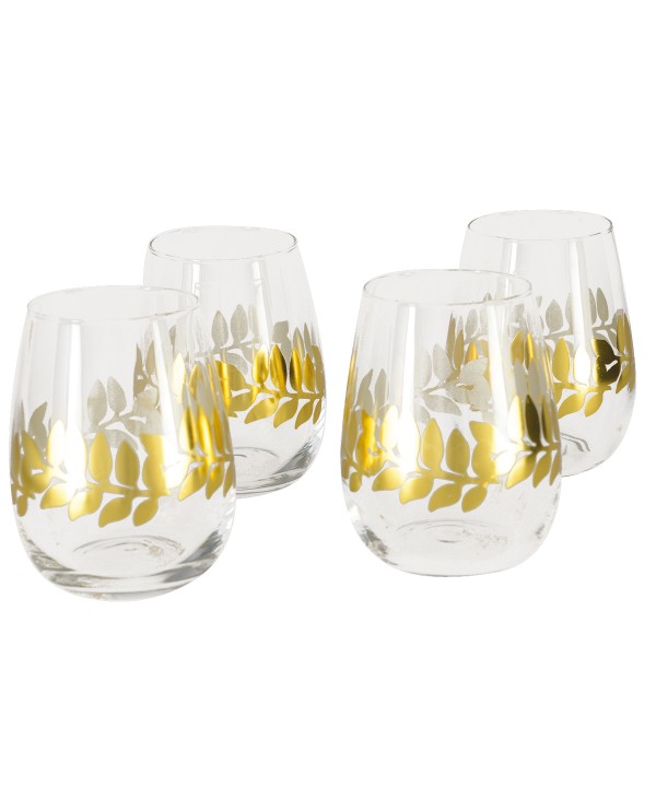 SET OF 4 CAESAR GOLD DESIGN GLASSES