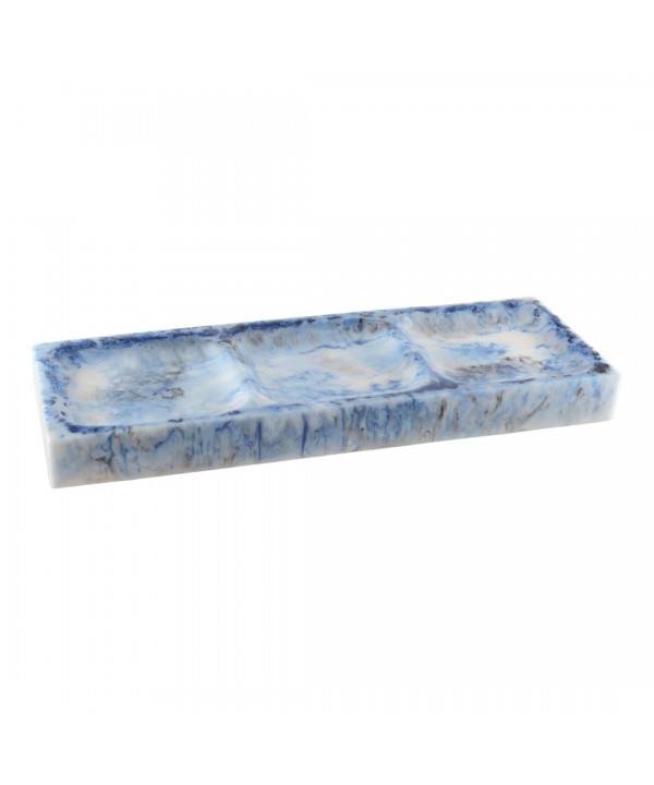 3-COMPARTMENT APERTIF DISH / CLOUD BLUE RESIN CAKE DISH