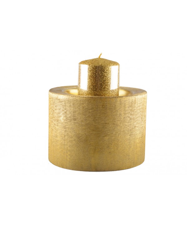 ROUND GOLD PILLAR HOLDER 16.5X16.5X11.5CM