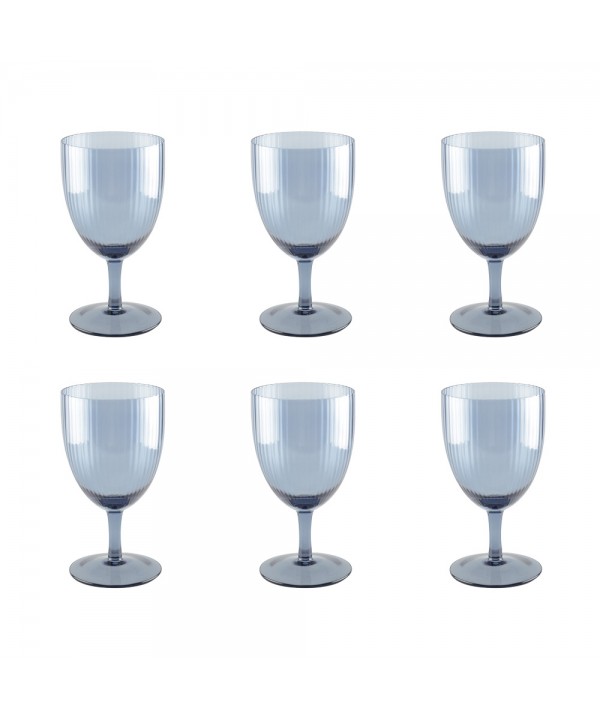 LOT DE 6 VERRES A VIN BLEU