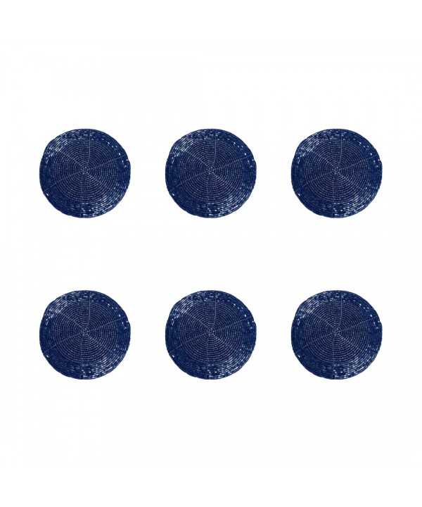 SET OF 6 DARK BLUE BEADED COASTER