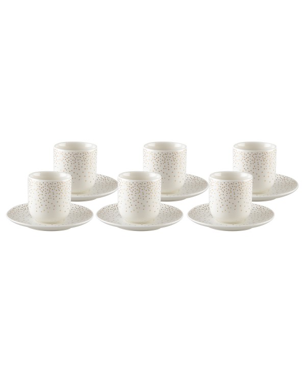 TASSES CAFE 90ML PLUMETIS DORE - LOT DE 6