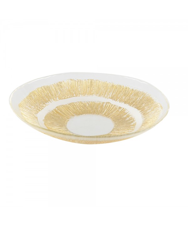 GOLDEN GLASS SALAD BOWL 30X30X5CM - SOLEIL