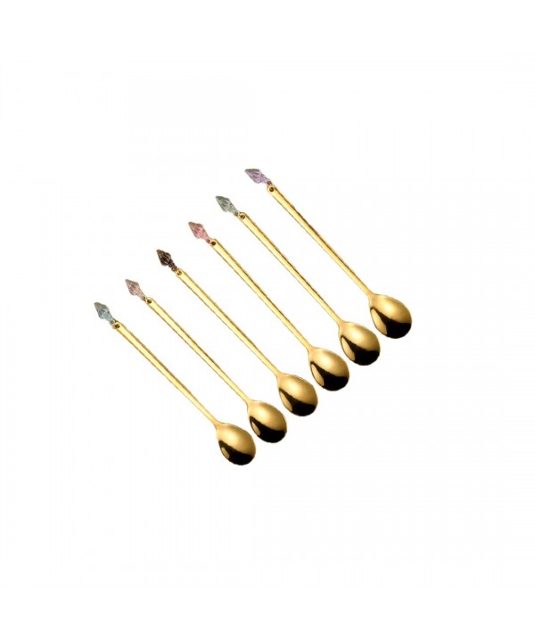 CUILLERES DOREES BOUT COQUILLAGES MULTI COULEURS - LOT DE 6