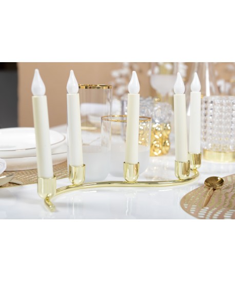 TWISTED CANDLESTICKS 5 LIGHTS GOLDEN FLAMBEAU CANDLES