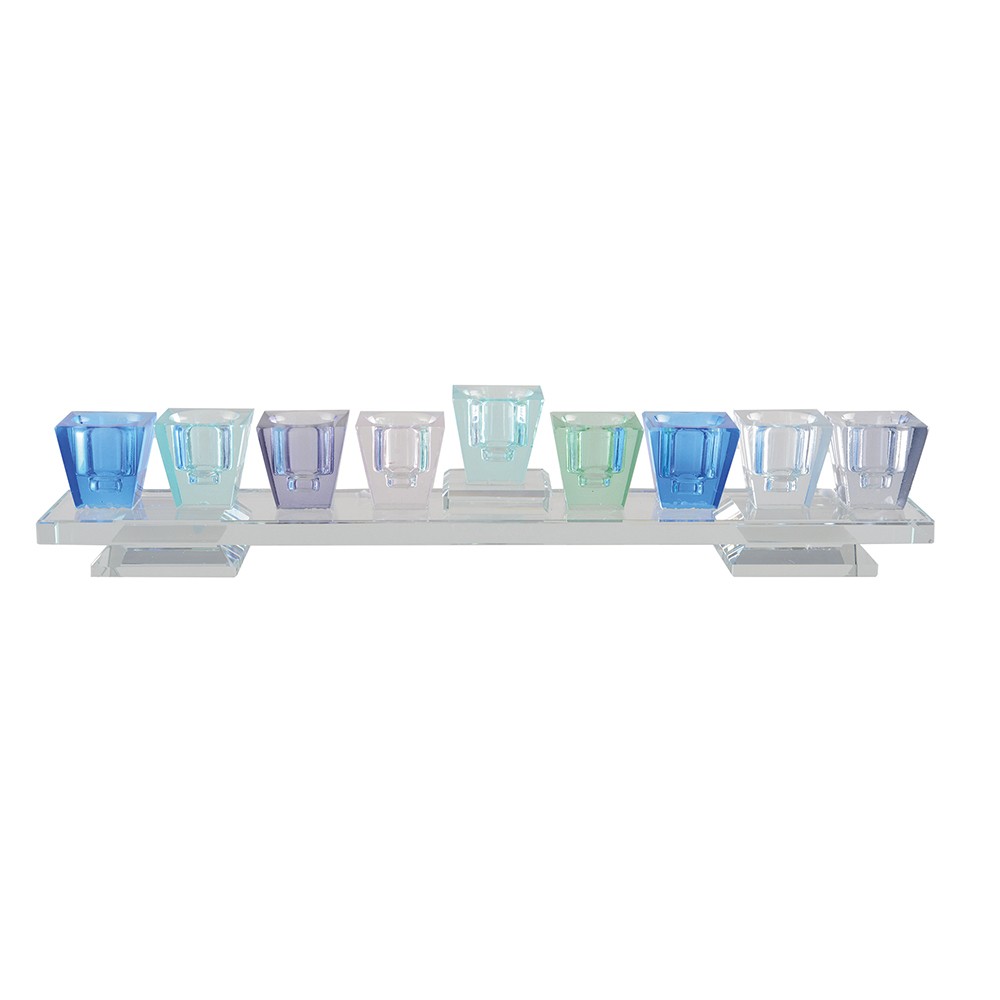 BLUE GLASS MENORAH