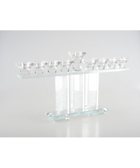 9-LIGHT CRYSTAL MENORAH WITH WHITE DIAMOND 20X37CM