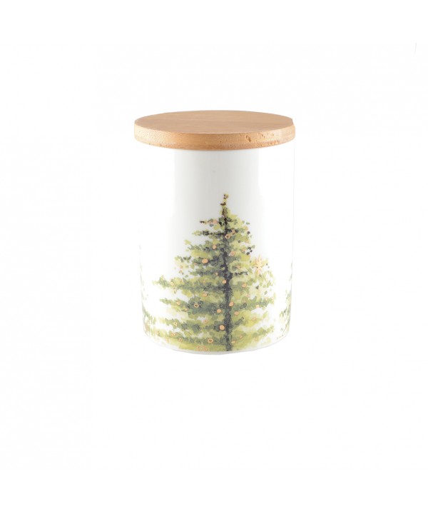 TREE POT WITH WOODEN LID 10X10X13.8CM