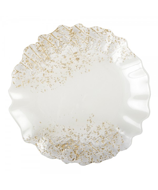 ASSIETTE PLATE BLANCHE ET DOREE 32CM