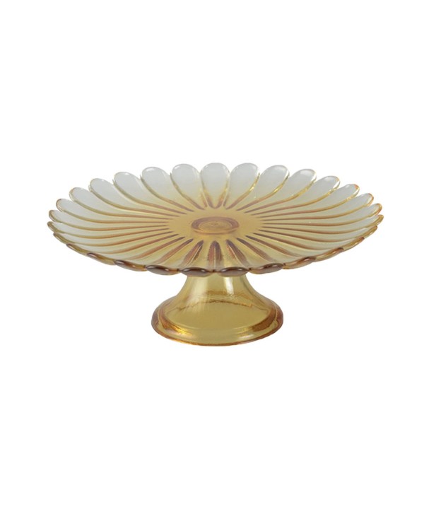 YELLOW  FOOTED CAKE PLATE 21CM