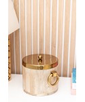 WHITE WOODEN ICE BUCKET METAL GILDED 20X25X20CM