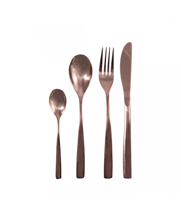 SET OF 24 PCS CUTLERY SET  SHINY COPPER