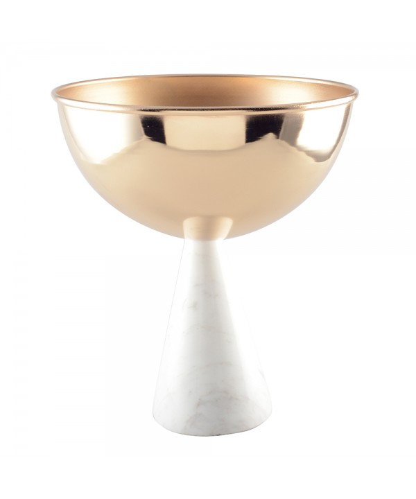 WHITE AND PINK GOLD FOOTED BOWL 20.5X20.5X24CM