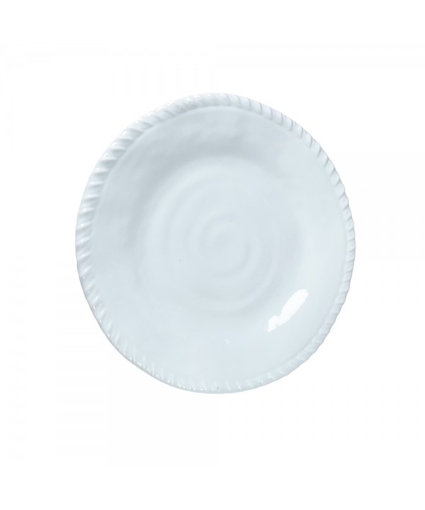 WHITE MELAMINE DESSERT PLATE ROPE EDGES  23X23X2CM