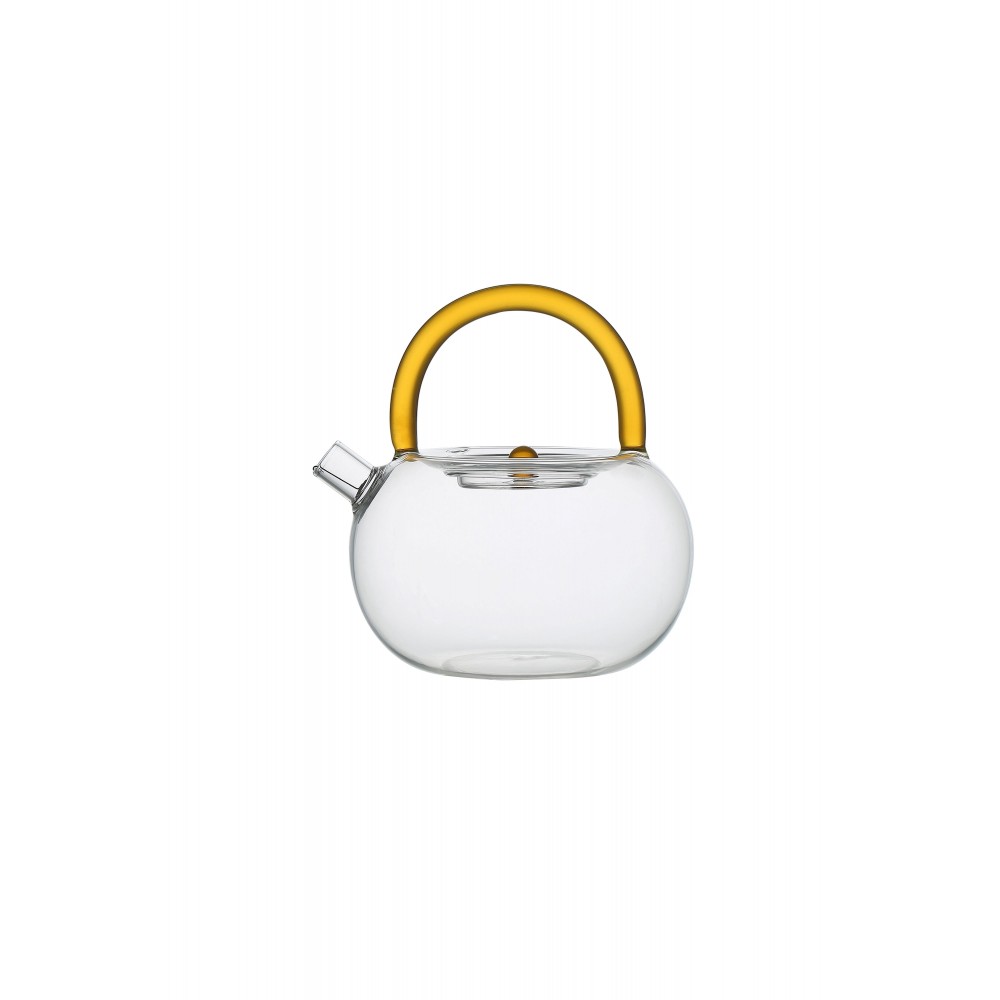 GLASS TEAPOT WITH YELLOW HANDLE 800ML