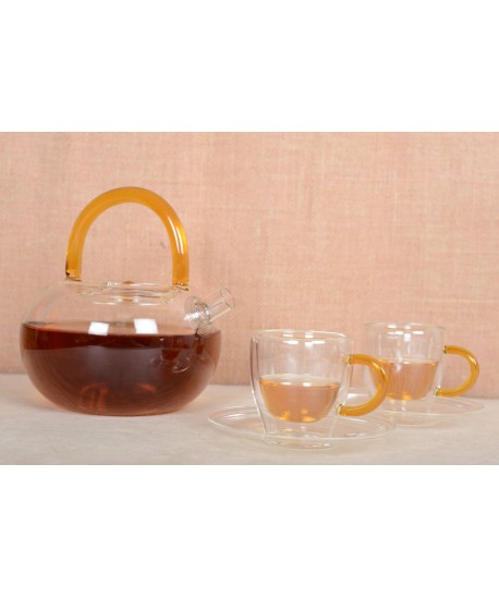 GLASS TEAPOT WITH YELLOW HANDLE 800ML