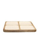 4-COMPARTMENT WHITE SQUARE DISH IN MANGO WOOD