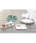 APERITIF SET OF 3 WHITE DISHES ON WHITE WOODEN TRAY