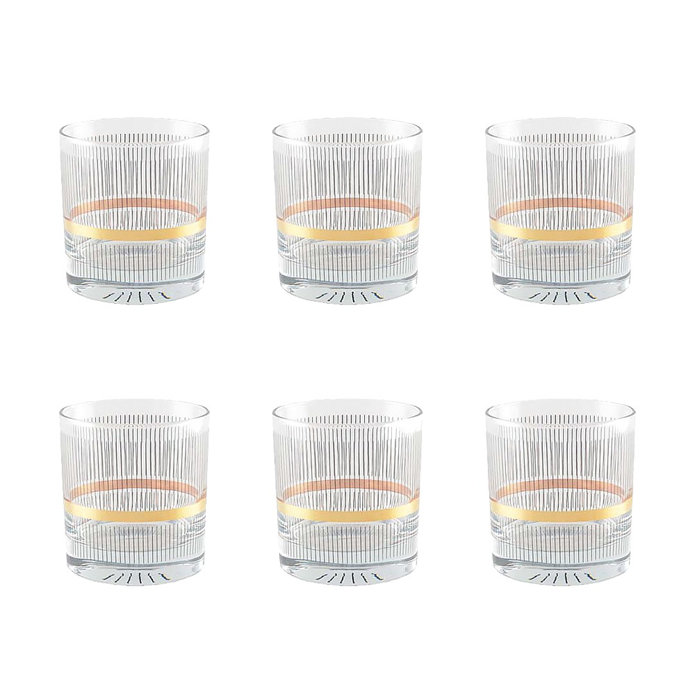 BLACK AND GOLD WIRE WHISKY GLASSES - SET OF 6