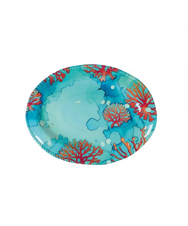 CORAL OVAL MELAMINE TRAY 43.5X21X2.5CM